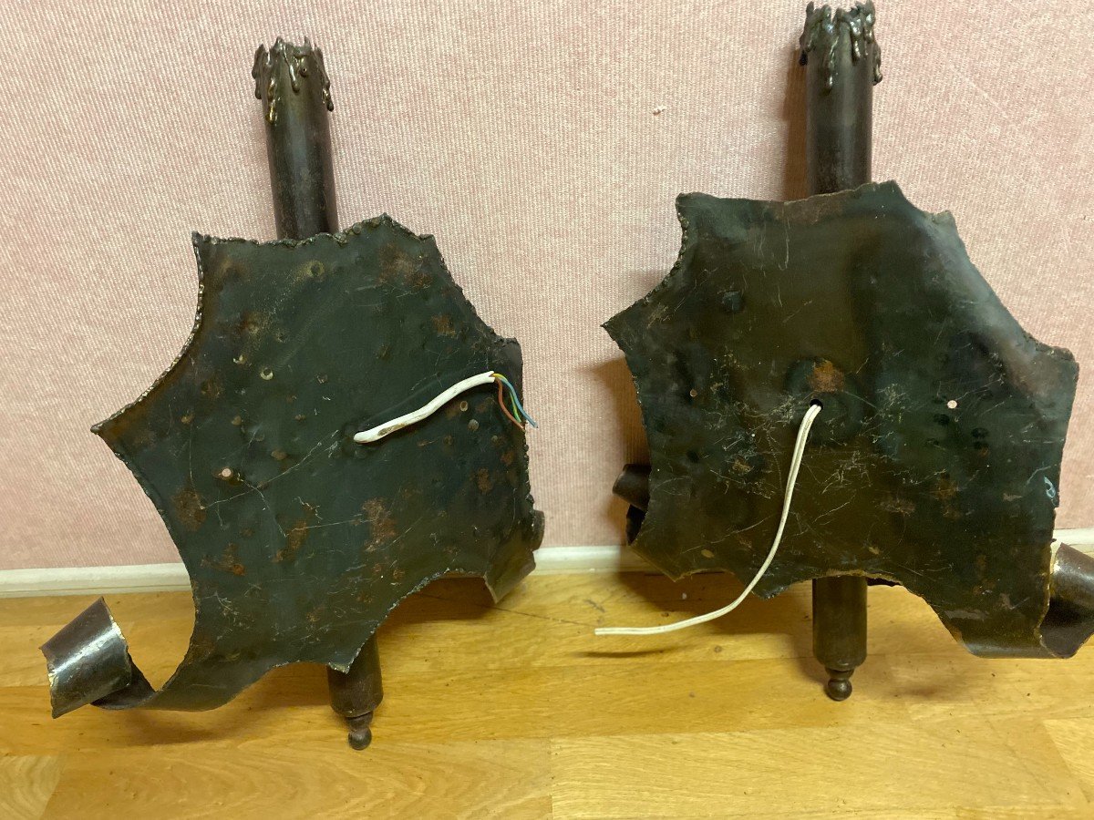 Pair Of Wrought Iron Wall Lights-photo-3