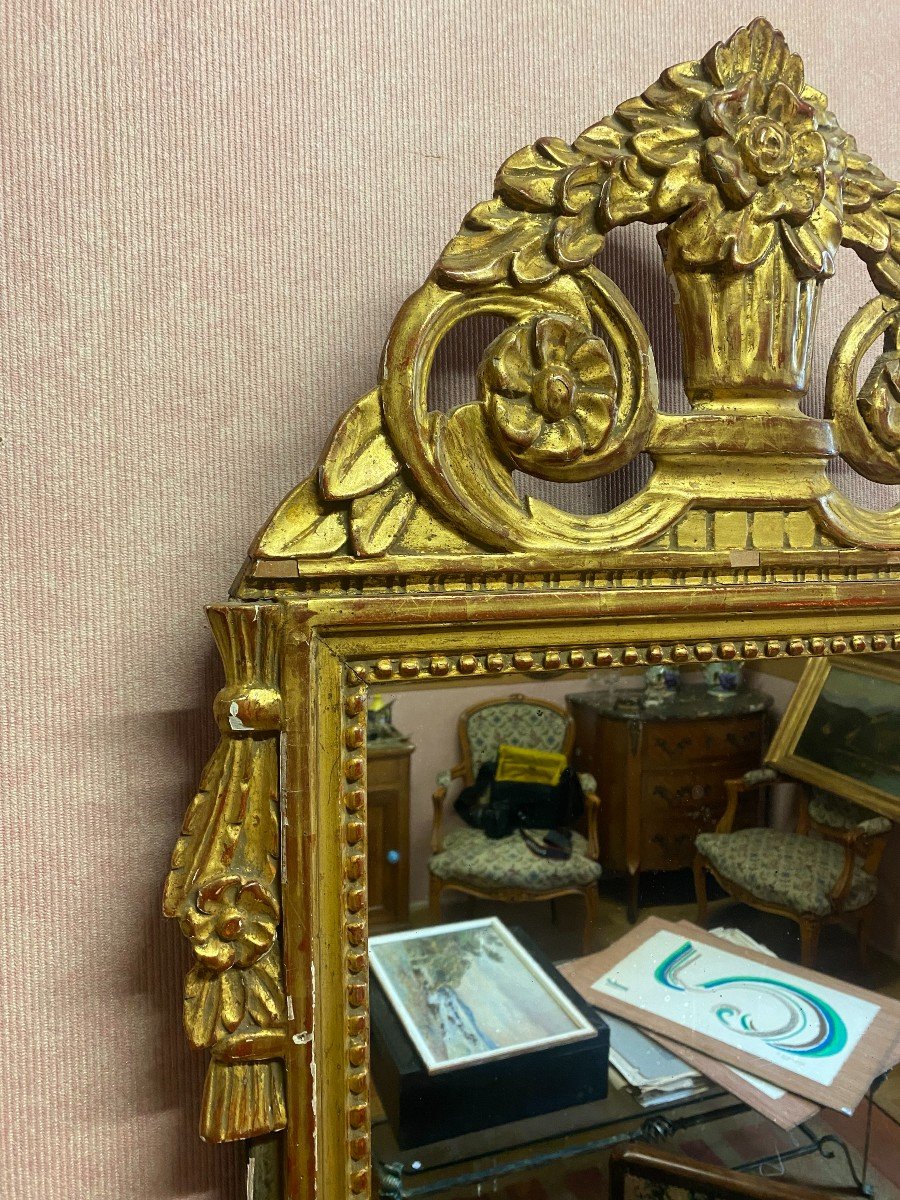 Louis XVI Style Gilded Wood Mirror.-photo-2