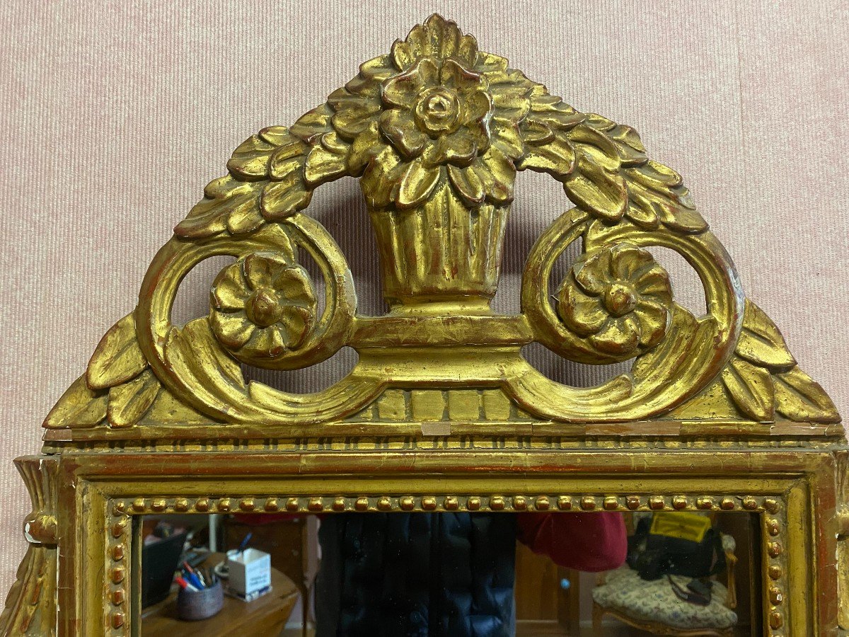 Louis XVI Style Gilded Wood Mirror.-photo-3