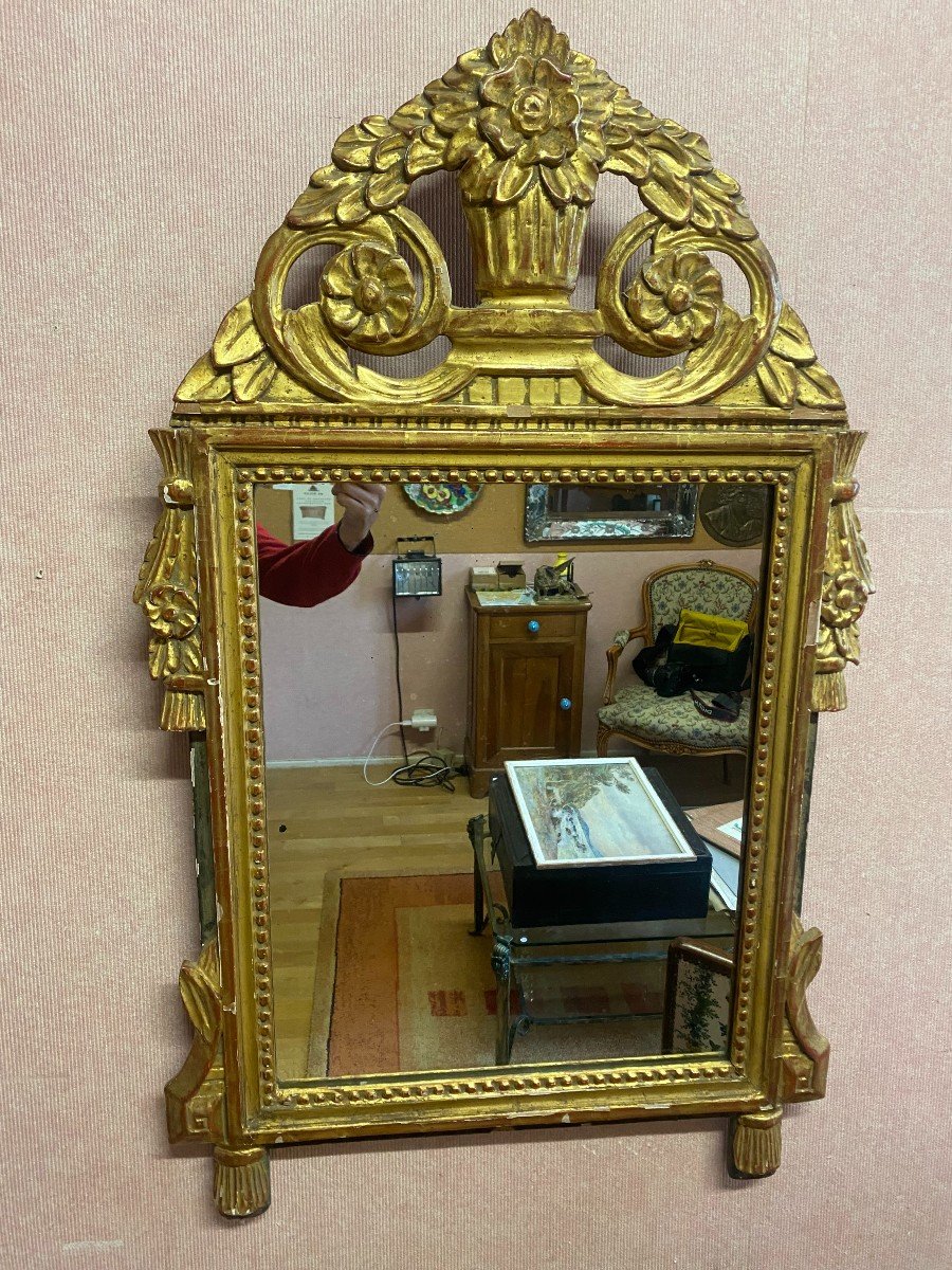 Louis XVI Style Gilded Wood Mirror.-photo-3