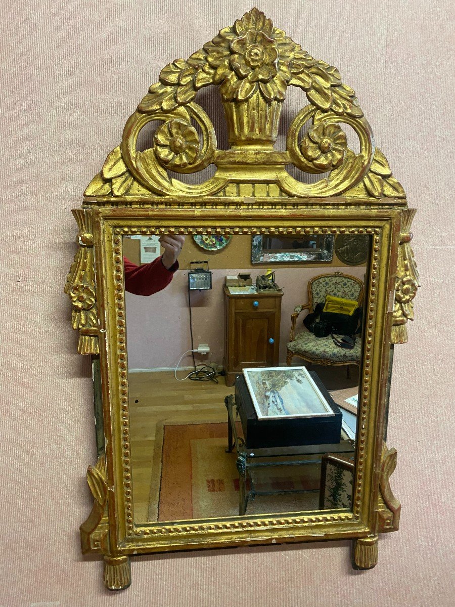 Louis XVI Style Gilded Wood Mirror.-photo-7