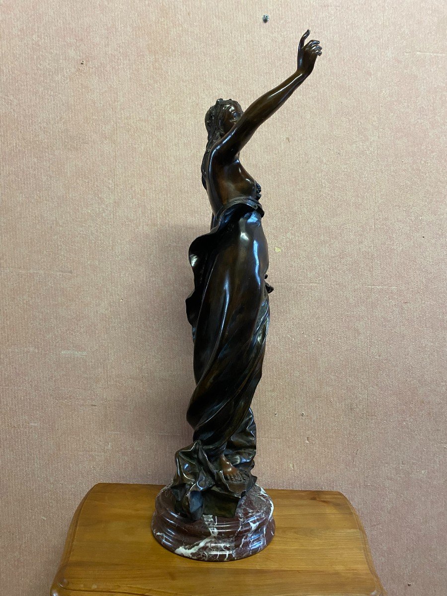 Bronze Young Woman With Lyre. Signed Mavau-photo-2