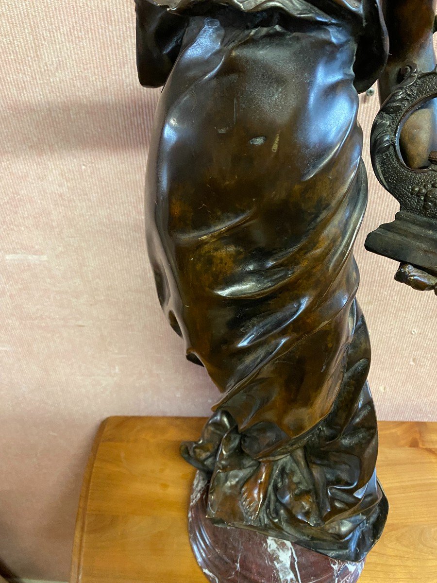 Bronze Young Woman With Lyre. Signed Mavau-photo-6