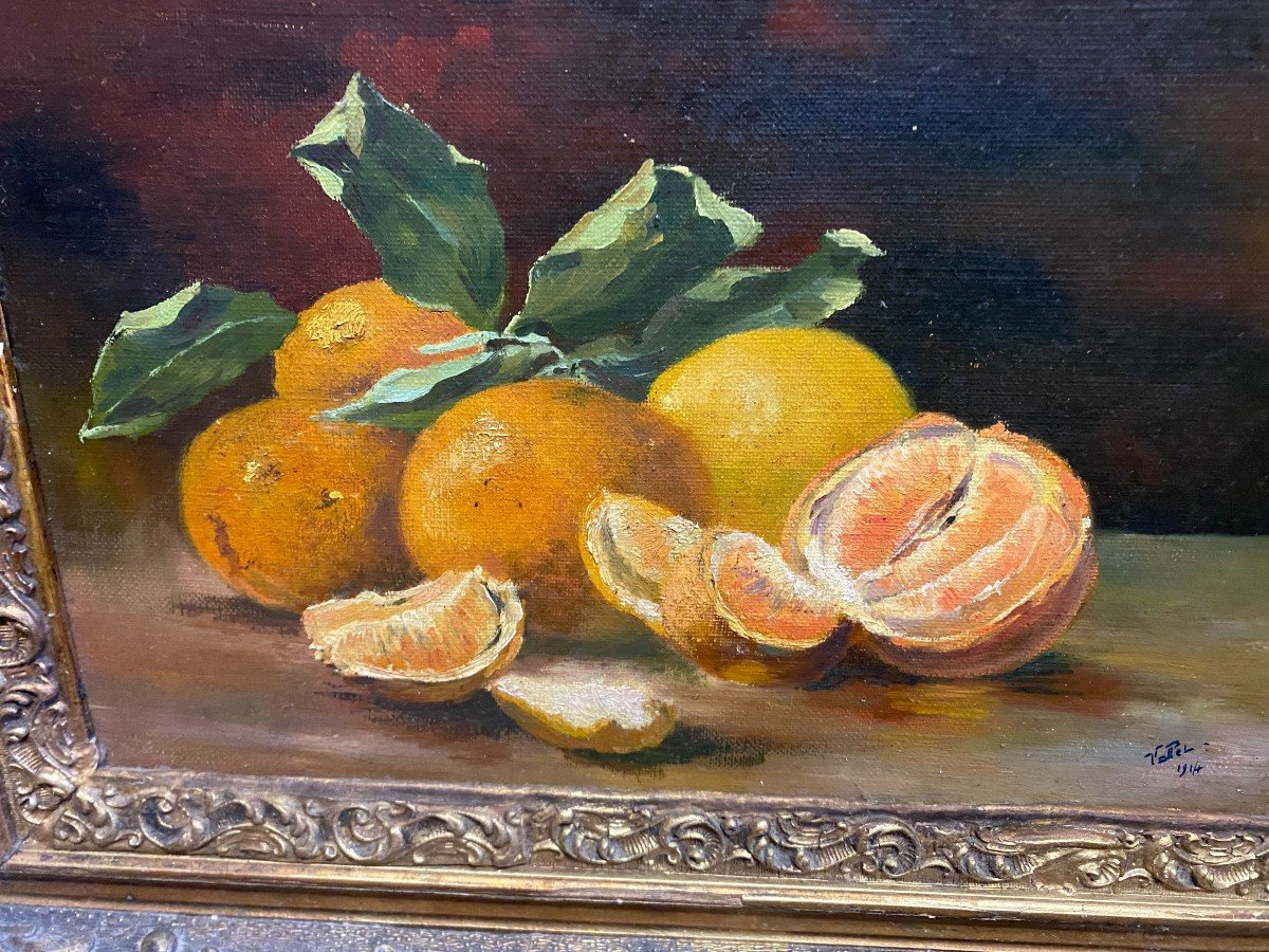 Still Life With Oranges, Well Framed By Vallet 1914-photo-3