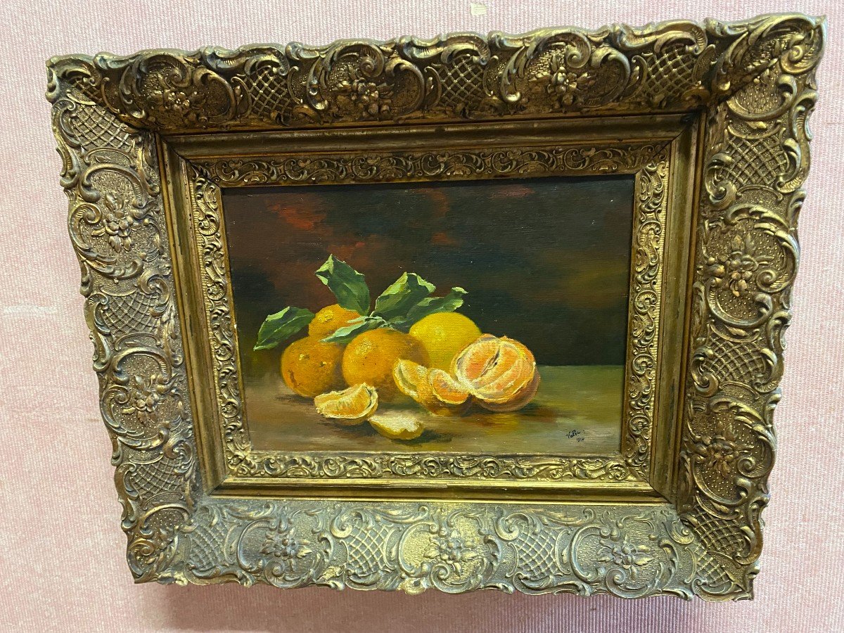 Still Life With Oranges, Well Framed By Vallet 1914-photo-4