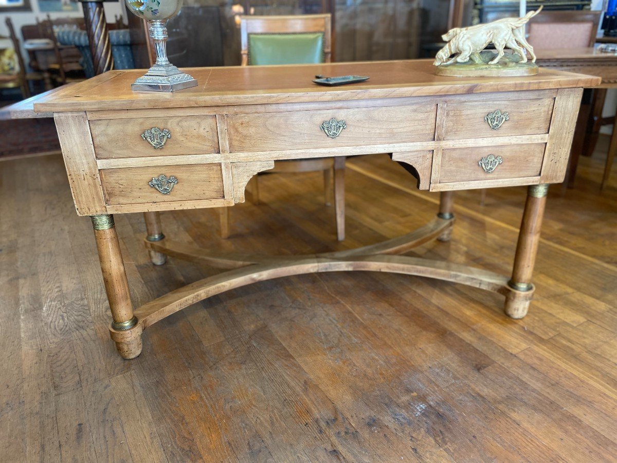 Empire Style Mid-century Desk In Blond Walnut.-photo-2