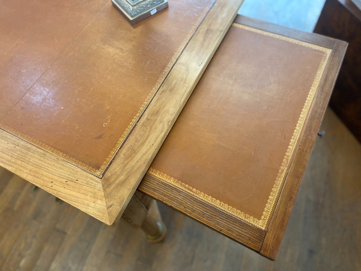 Empire Style Mid-century Desk In Blond Walnut.-photo-4