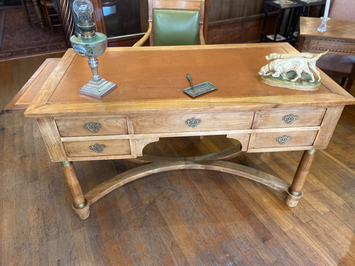 Empire Style Mid-century Desk In Blond Walnut.