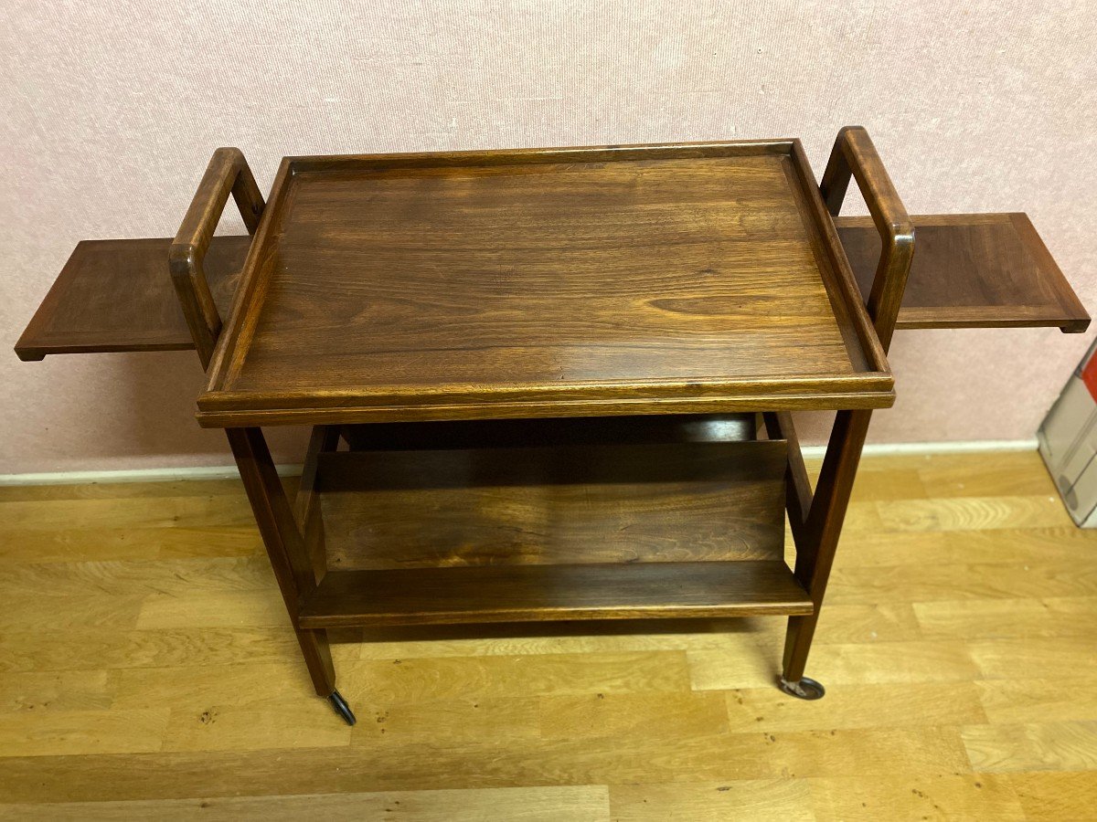 Walnut Serving Trolley On Wheels, Perfect Condition.-photo-3