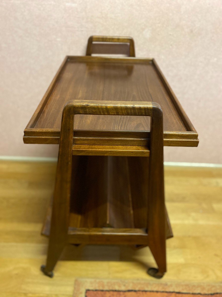 Walnut Serving Trolley On Wheels, Perfect Condition.-photo-4