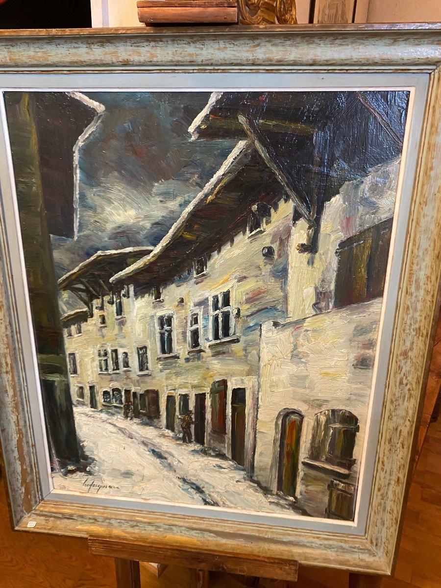 Huile Sur Isorel De Léon Jacquier " Pérouges"