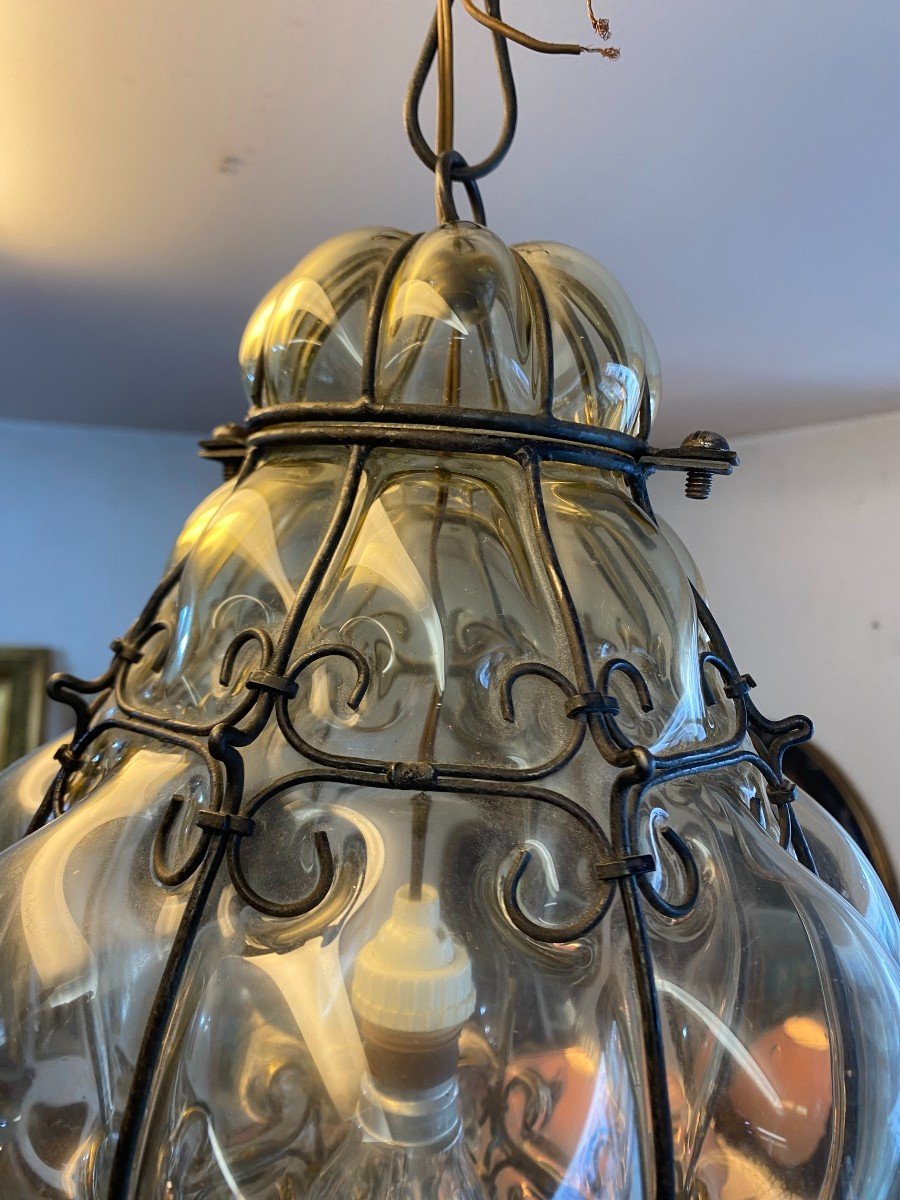 70s Glass And Metal Lantern-photo-2