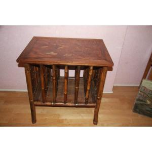 Bamboo Bookcase Furniture Decorated With Lacquer.