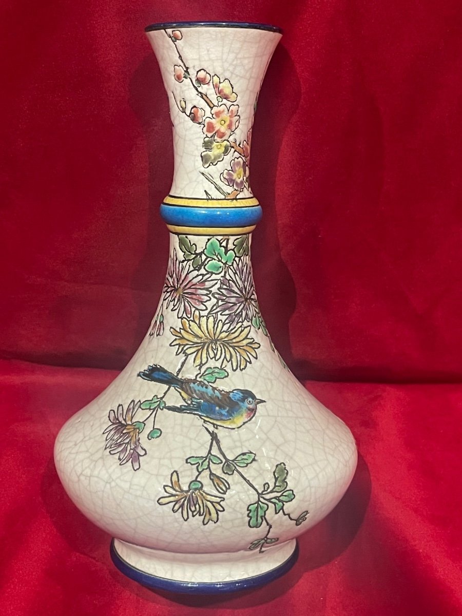 Vase émaux Longwy  XIX ème