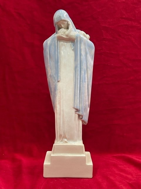 Madonna And Child In Earthenware By Lucienne Heuvelmans