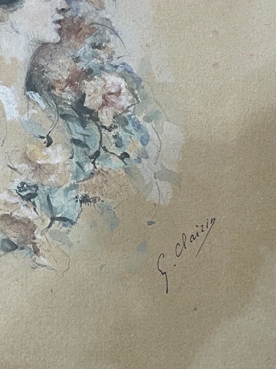 Art Nouveau Watercolor Painting 1900 Georges Clairin 1843-1919-photo-4