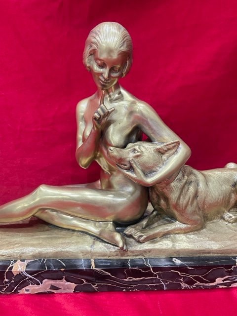 Art Deco Bronze Sculpture Statue 1930 Louis Riche 1877-1949-photo-2