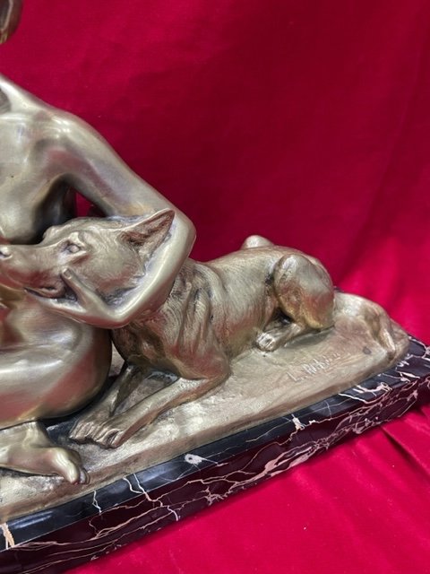 Art Deco Bronze Sculpture Statue 1930 Louis Riche 1877-1949-photo-4