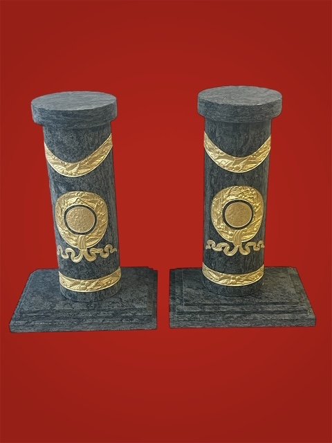 Pair Of Green Marble Columns Sculpture 1930 Art Deco