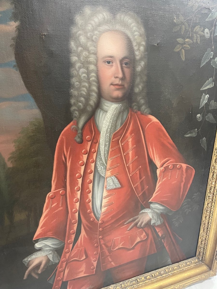 Imposing Painting Portrait Of An English Noble 18th Century Circle Of Jacques d'Agar 1640-1715-photo-2