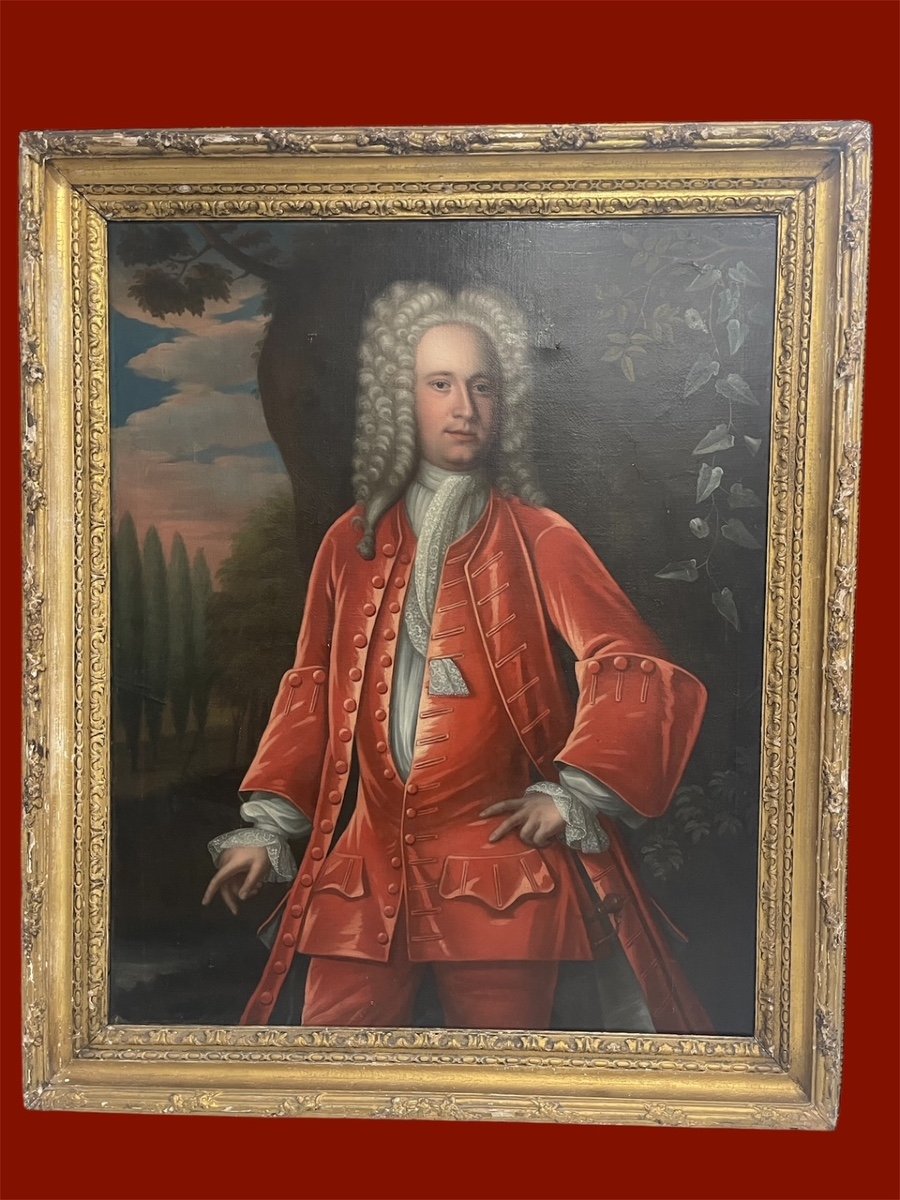 Imposing Painting Portrait Of An English Noble 18th Century Circle Of Jacques d'Agar 1640-1715