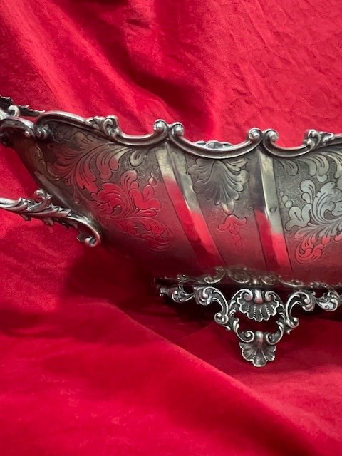 Important Centerpiece Planter In Solid 800 Silver Louis XV Style-photo-4