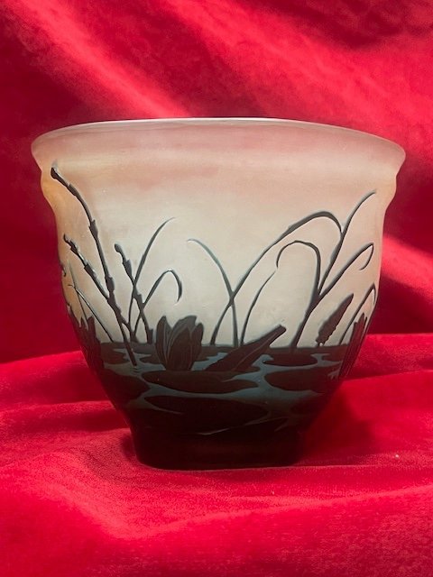 Emile Gallé Vase Cup Decorated With Water Lilies Art Nouveau Nancy School-photo-3