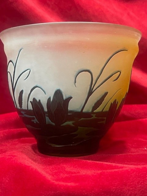 Emile Gallé Vase Cup Decorated With Water Lilies Art Nouveau Nancy School-photo-4