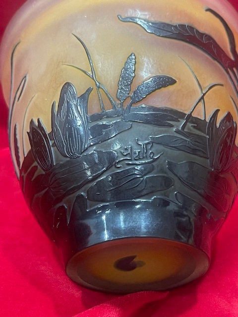 Emile Gallé Vase Cup Decorated With Water Lilies Art Nouveau Nancy School-photo-1