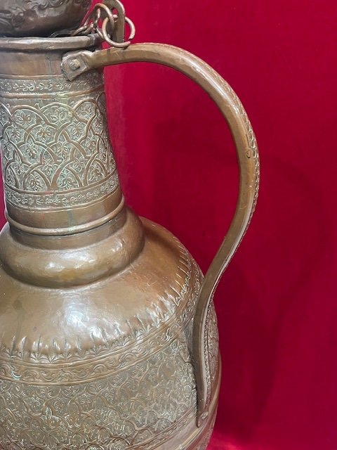 Huge Hammered Copper Jar Ewer Orientalist 19th Century-photo-3