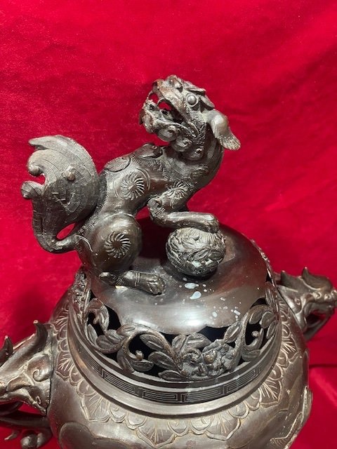 Imposing Chinese Bronze Perfume Burner-photo-3