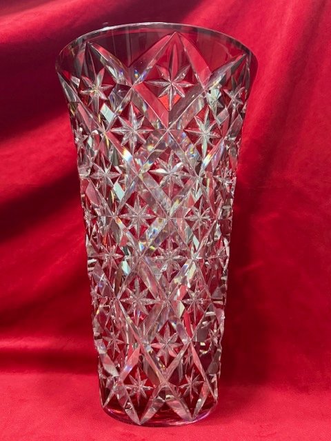 Imposing Saint Louis Double Red Crystal Vase-photo-2