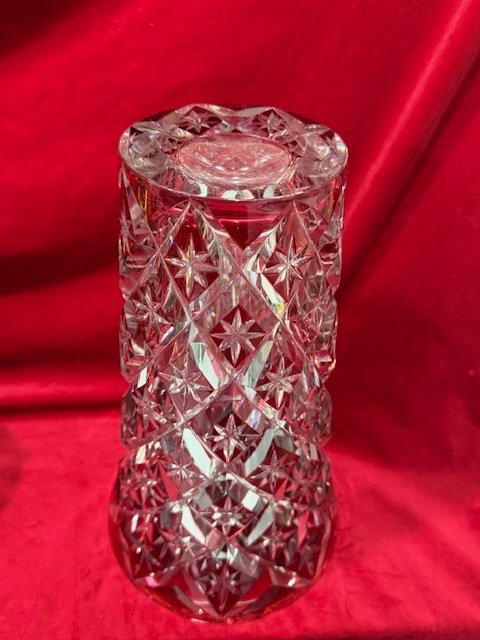 Imposing Saint Louis Double Red Crystal Vase-photo-4