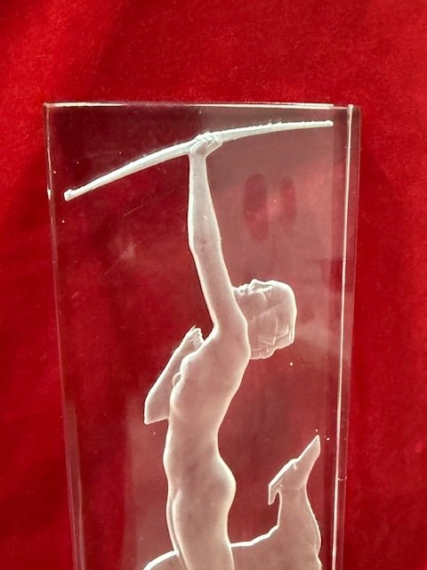 Art Deco Glass Plaque 1930 Diane Huntress Greyhound -photo-2