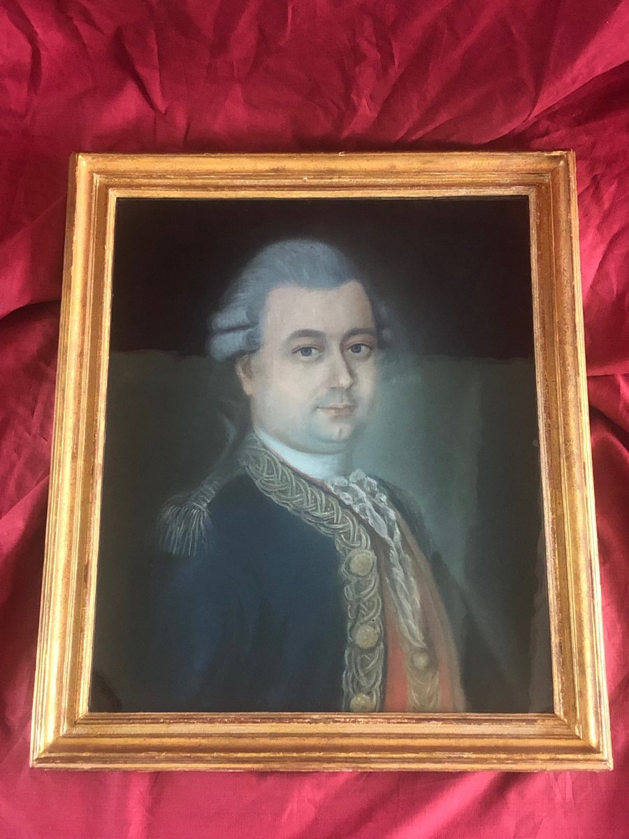 Tableau Pastel Portrait Homme De Qualité XVIII ème