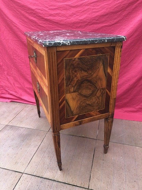 Small Commode Louis XVI Period Marquetry-photo-3