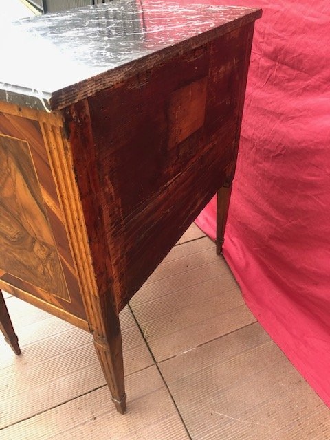 Small Commode Louis XVI Period Marquetry-photo-4