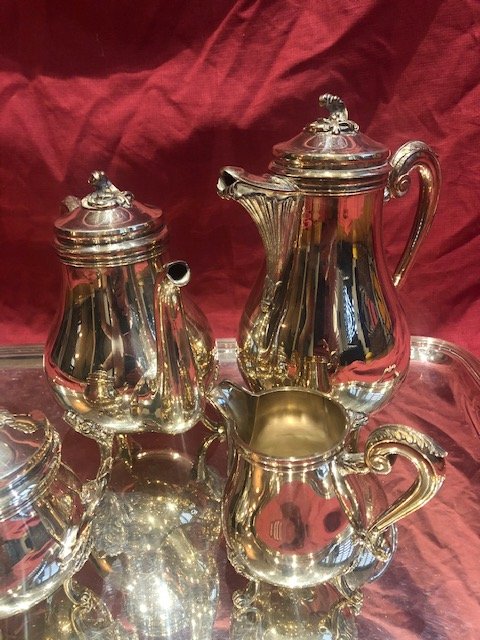 Service A The Et Cafe En Metal Argente Christofle Style Louis XV MARLY-photo-1