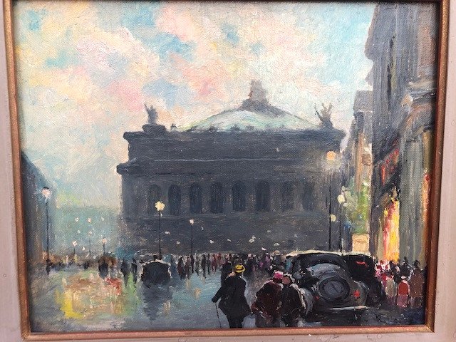 Tableau Jules René Herve (1887-1981) Vue De l'Opéra De Paris-photo-4