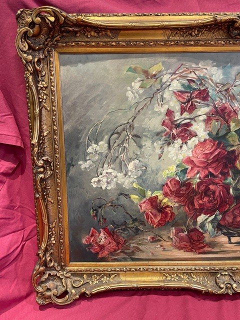 Large Painting Oil On Canvas Still Life Mary Golay 1869-1944-photo-2