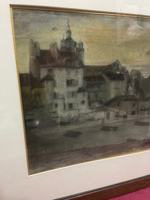 Simon Bussy 1870-1954 Pastel Painting Representing A View Of Dôle-photo-2