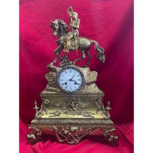 Gilded Bronze Clock Napoleon 1st On Horseback 19th Century