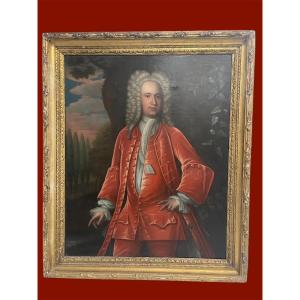 Imposing Painting Portrait Of An English Noble 18th Century Circle Of Jacques d'Agar 1640-1715