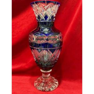 Saint Louis Crystal Vase Cobalt Blue Color