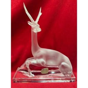 Lalique Crystal Deer Sculpture 