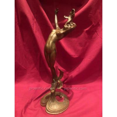 Lamp Foot Art Nouveau Bronze