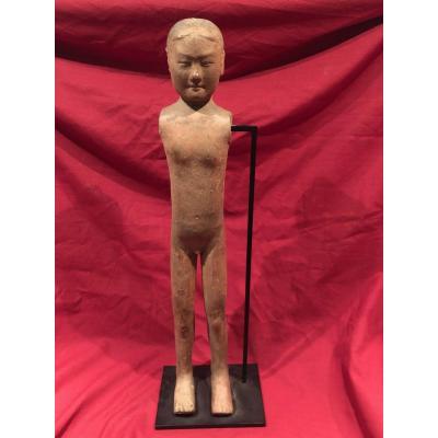 Chine Epoque Han Statuette Stickman Terre Cuite