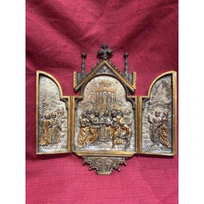 Reliquary Triptych In Bronze