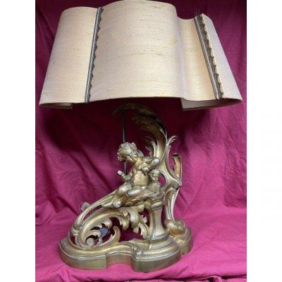 Large Chenet Lamp Louis XV Style Gilt Bronze XIX