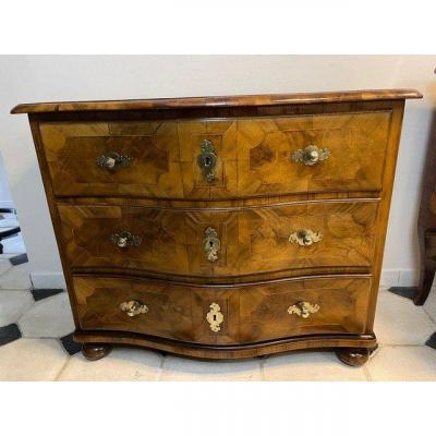 Alsatian Curved Commode XVIII Eme Marquetry